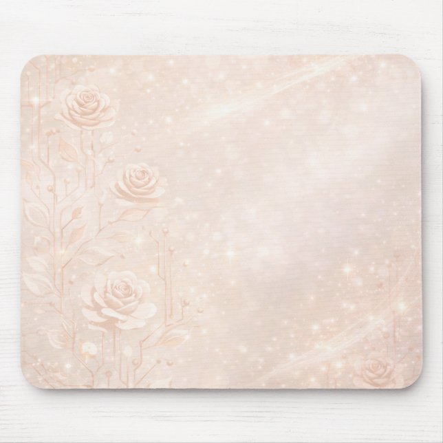 Elfenben och rosegold accentuerar blommor AI-konst Musmatta (Framsidan)