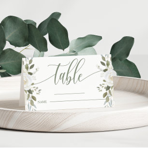 Elfenben och Salvia Elegant Blommig Bröllopsduk Bo Placeringskort