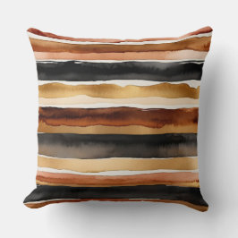 Elfenben och svart rand i rost kaffe kudde