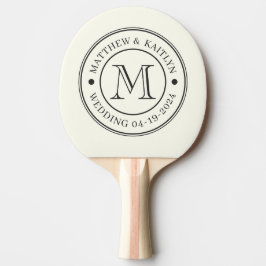 Elfenben och varmsvart vigselmonogram pingisracket