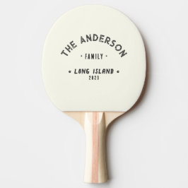 Elfenben och varmsvart Vintage Kustfamiljs Namn Pingisracket