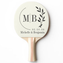 Elfenben och varmt svart blad Bröllopsmonogram