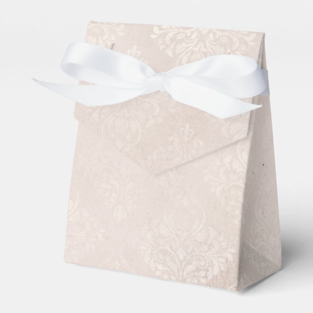 Elfenben och vit grunge sliten damast presentaskar (Framsidan Sidan)