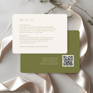 elfenben & Oliv   Bröllopsdetalj QR-kod  Tilläggskort