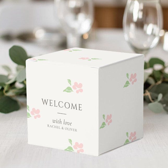 Elfenben | Petit Blush Rosa Blommiga Initialer Brö Presentaskar (Skapare uppladdad)