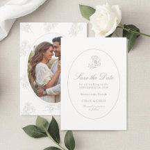 Elfenben & Sand | Chic Blommigt Par Bröllopsskrift