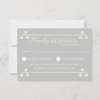 Elfenben & Silver Lyx Bröllop RSVP-kort OSA Kort