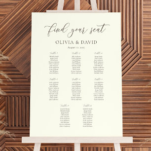 Elfenben & Taupe Elegant Skript 8 Bordsdisposition Poster