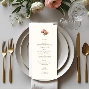 Elfenben & Vit Chic blomsterros bröllop Meny