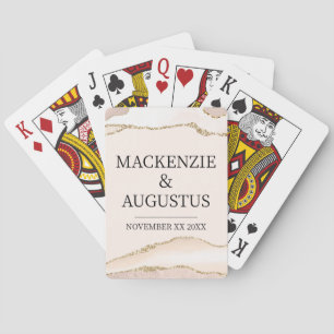 Elfenbenagate & Guld Glitter Bride and Groom Bröll Casinokort