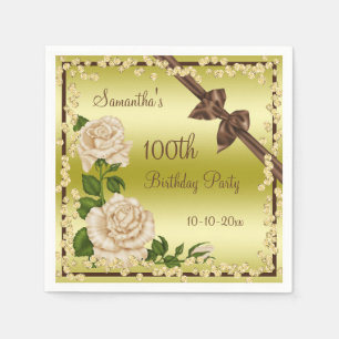 Elfenbenblommar, pilbågar & diamanter 100. pappersservett