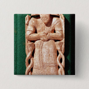 Elfenbenplaquette av en gud knapp