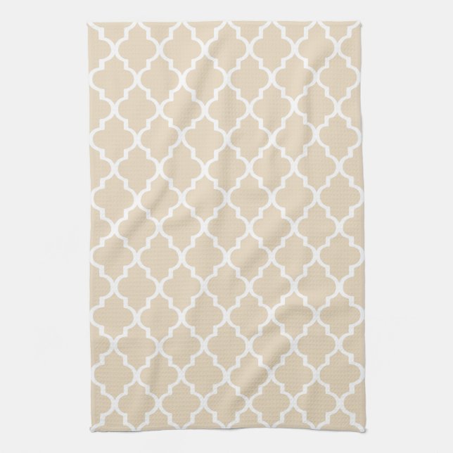 ElfenbenQuatrefoil kökshandduk (Vertikal)