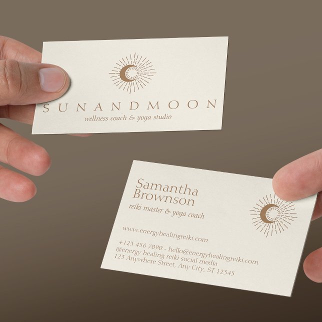 Elfenbens Energi Healing Sol Måne Andlig Visitkort (Ivory Energy Healing Sun Moon Spiritual Business Card)