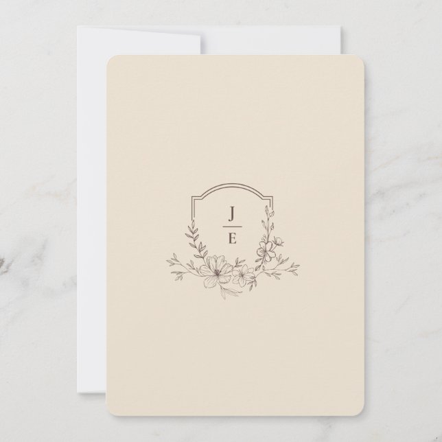 Elfenbens Minimalistisk Bröllopsinbjudan | Elegant Inbjudningar (Baksida)