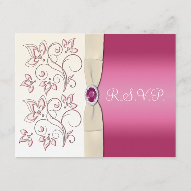 Elfenbens- och rosa svarskort OSA kort (Framsida)