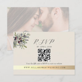 Elfenbens Oliv Foto QR Bröllop OSA Kort