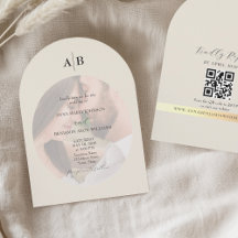 Elfenbens QR-kod och monogram fotobryllup