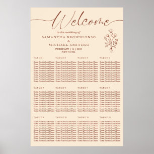 Elfenbens Terrakotta Botanisk Blommig Välkomstbröl Poster