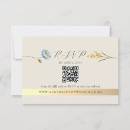 Elfenbens Wildflower QR-kod Bröllop OSA Kort