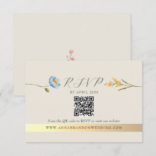 Elfenbens Wildflower QR-kod Bröllop OSA Kort