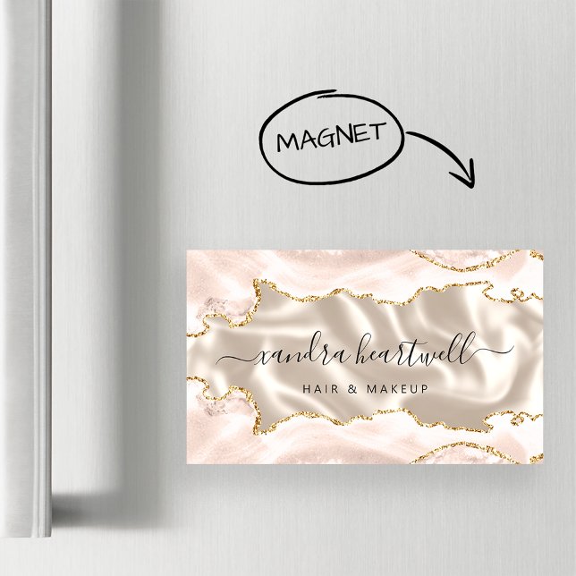 Elfenbensagat Guld Glitter Lyx Magnetiska Visitkort (Skapare uppladdad)