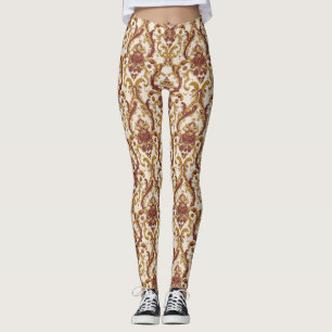 Elfenbensbarockornament med guld och burgunder leggings