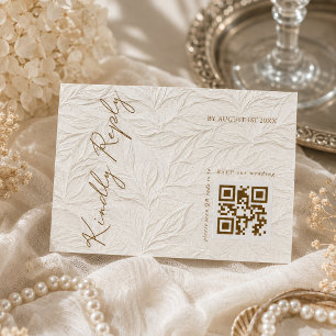 Elfenbensblad Elegant Bröllops QR-kod OSA Kort