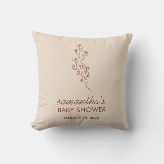 Elfenbensblomma Sommar bABY sHOWER Spara datum Kudde (Framsida)