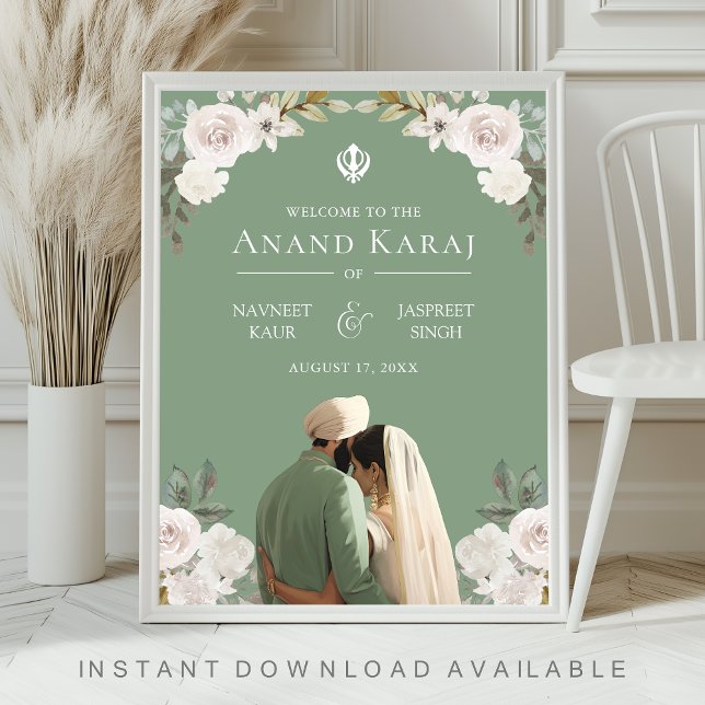 Elfenbensblommig Anand Karaj Sikh välkomstskylt fö Poster (Skapare uppladdad)