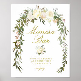 elfenbensblommig bröllopsdusch mimosa bardisk skyl poster