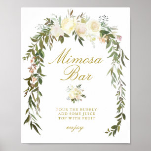 elfenbensblommig bröllopsdusch mimosa bardisk skyl poster