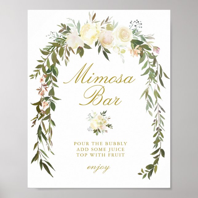 elfenbensblommig bröllopsdusch mimosa bardisk skyl poster (Framsidan)
