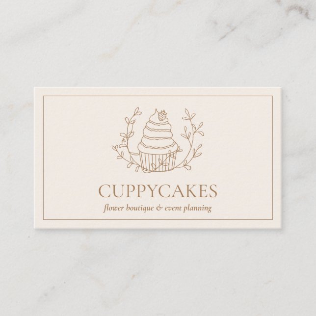 Elfenbensblommig Cupcake Bagare Bageri Kock Cateri Visitkort (Framsida)