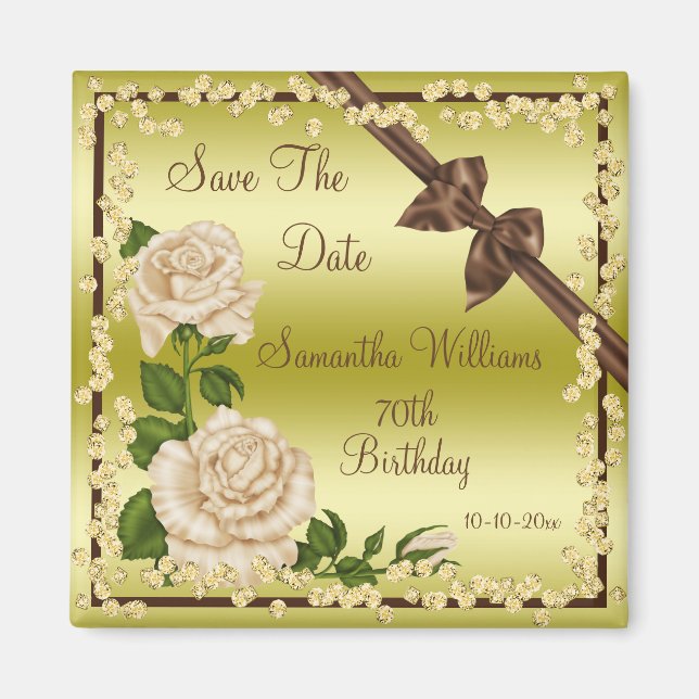 Elfenbensblomning, slingor & diamanter 70-årsjubil magnet (Framsidan)