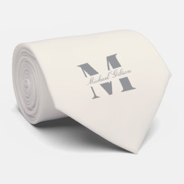 Elfenbenscrème | Anpassad monogram bröllop groomsm Slips