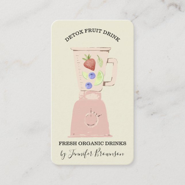 Elfenbensdetox Färsk Frukt Dryckblandare Visitkort (Framsida)