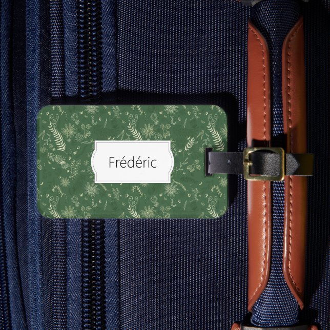 Elfenbensdockor på grönt blommigt bagagebricka (Framsida Insitu 4)