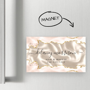 Elfenbensfärgad Agat Guld Glitter Lyx Magnetiska Visitkort