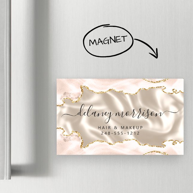 Elfenbensfärgad Agat Guld Glitter Lyx Magnetiska Visitkort (Skapare uppladdad)