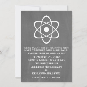 Elfenbensfärgad Atombord Save the Date-inbjudan Spara Datumet