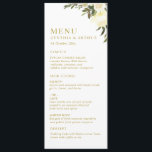 Elfenbensfärgad blommigt greenery bröllop meny<br><div class="desc">Ett underbart tema i blommigt bröllop med vackra blommor med vattenfärg. färg och text kan vara personlig.</div>
