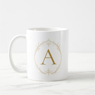 Elfenbensfärgad Champagne Lily Personlig Initial M Kaffemugg