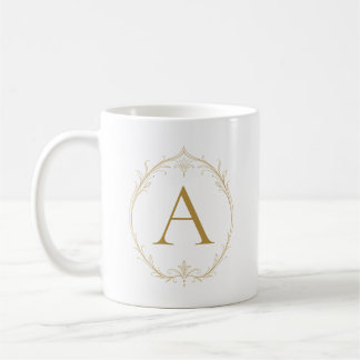 Elfenbensfärgad Champagne Lily Personlig Initial M Kaffemugg