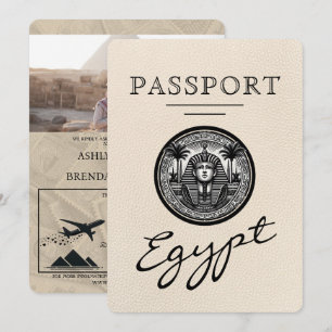 Elfenbensfärgad egyptisk vigselresa inbjudningar
