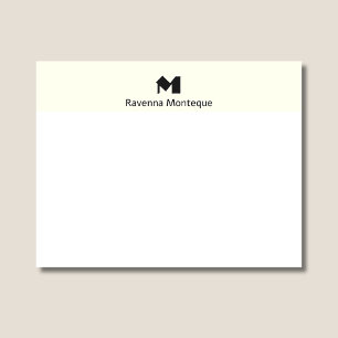 Elfenbensfärgad Elegant Personlig Namninitial Mono Anteckningskort