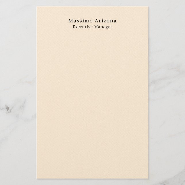 Elfenbensfärgad Enkel Professionell Modern Minimal Brevpapper (Framsida)