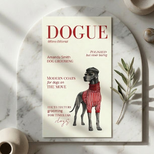 Elfenbensfärgad Grand Danois Dogue Magazine Visite Visitkort