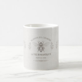 Elfenbensfärgad honungsbi fransk landsbygd vintage kaffemugg