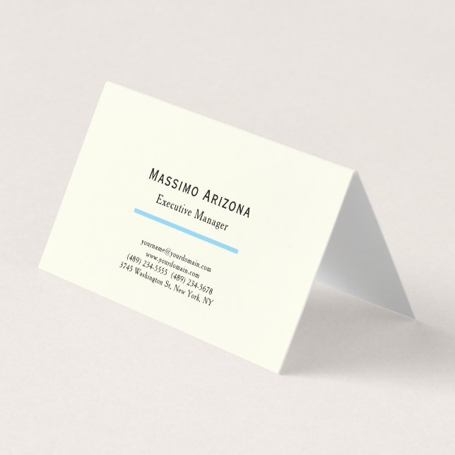 Elfenbensfärgad modern minimalistisk  visitkort (Framsida)